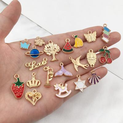 China CLASSIC 150PCS Different Styles Mix Size Color Alloy Metal Drop Oil Charms Gold Kc Pendant for sale