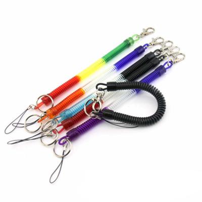 China Colorful Flexible Theftproof Lanyard Safety Stretch Rope Coil Metal Spring Key Chain for sale