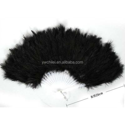 China Nice Dancing Hop Feather Fan Props Hand Goose Feather Folding Fan RYP016 for sale