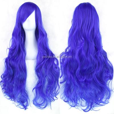 China Anime Women Fashion Monofilament 80CM Long Curly Wavy Synthetic Hair Full Part Cosplay Wig for sale