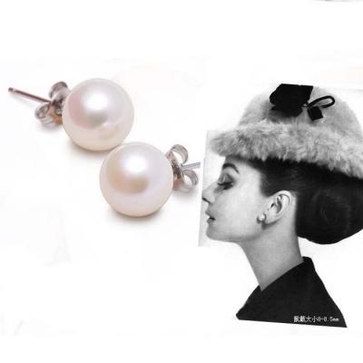 China BOHIME 18K Sterling Silver Round Stud White Gold Plated Simulated Shell Pearl Earrings for sale