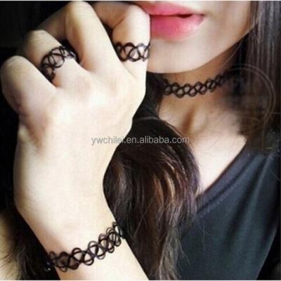 China Retro Stretch Tattoo Acrylic Henna Black Boho Elastic Necklace Scarf for sale