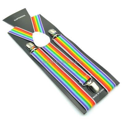 China Rainbow Stripe Printing Y Back Elastic Suspenders BD002 for sale