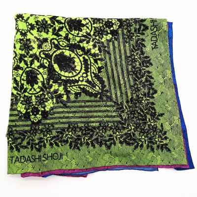 China Square good quality china hand rolled printed square silk habotai scarf for sale