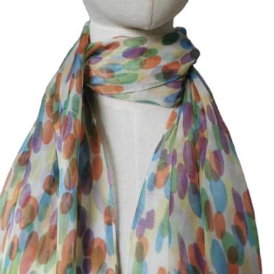 China Soft Elegant Luxury Eco-friendly Pure Silk Chiffon Printed Scarf For Girl Lady for sale