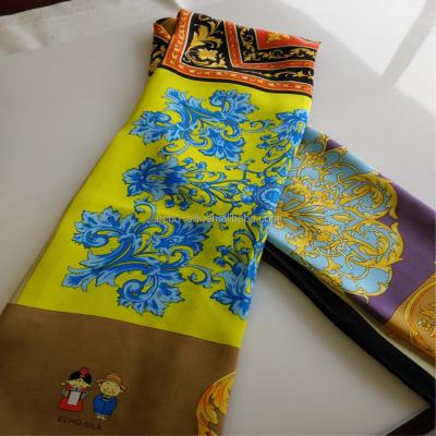 China Private Label Square Custom Floral Print Silk Satin Scarf For Women for sale