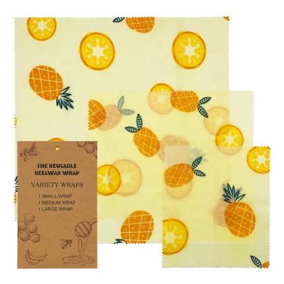 China Fast Delivery Factory Price Eco-friendly Hot Selling Lemon Design 3 Pieces One Set Food Packaging Beeswax Wrap for sale