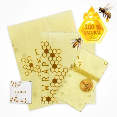 China Nature Eco - Friendly Cotton With Customized Pattern Reusable Beeswax Food Wrap for sale