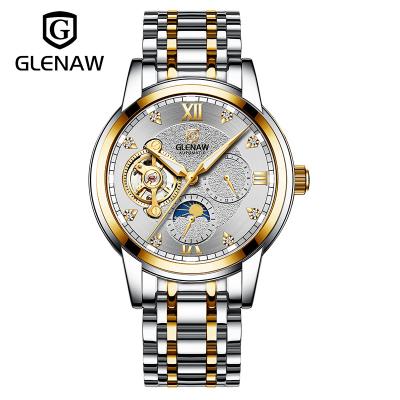 China Glenaw Automatic Watch Classic 9 24 Hour Mechanical Watch Automatic Mechanical Watch Steel Tourbillon Clock Gold Alloy Date for sale