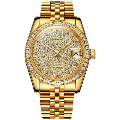 China Luxury Men's Watch Moon Phase Miracle Iced Out Full Stainless Steel Watch Diamond Bracelet Band Automatic Mechanical Gold for sale