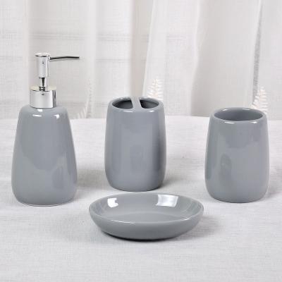 China JIASHUN Sustainable Household Accessories 4 Pcs Ceramic Bathroom Accessories Set for sale