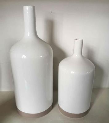 China JIA SHUN 2pcs Eco-friendly Ceramic Flower Vase Set Modern White Flower Vases For Home Decor Ceramic for sale