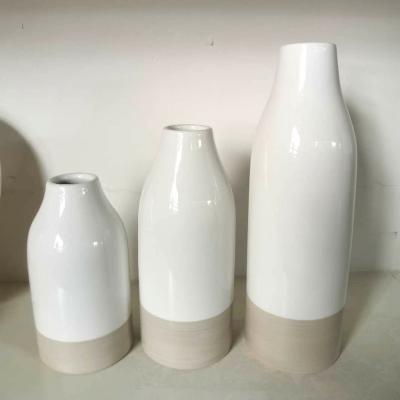 China JIA SHUN contemporary 3pcs set simple modern style white ceramic flower vases for home decor for sale