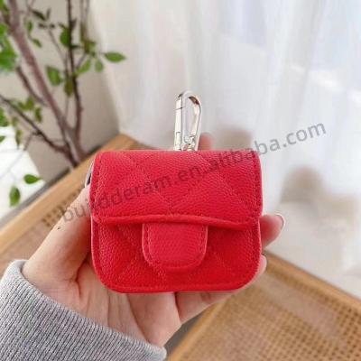 China Premium Chained Rhomboid Mini Earphone Case Luxury Case For AirPods Pro 2/3 Leather Bag Cover For Apple Wireless Headset for sale