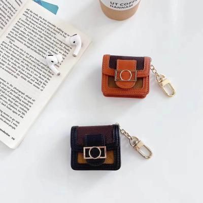 China Luxury Beau Lechee Leather Case For Apple airpods 1/2 Generation Earphone Cover Accessory With Key Chain for sale