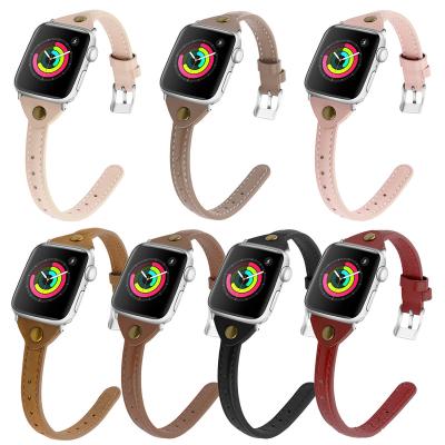 China Tide Fashion Style Real Leather Watch Bands For Apple Watch Simple Solid Colors 42/44mm Thin 38/40mm Watchbands BD-BG-PGTXCXKPD for sale