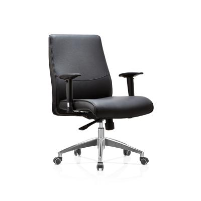 China (Height)2021Factory Adjustable Straight Swivel Ergonomic Black Leather Manager Executive PU Office Rotation Chair for sale