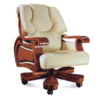 China Vintage Adjustable Antique Leather Chair Office Chair Luxury Upholstery Solid Wood Leather Chairs Swivel Boss Office Chair for sale