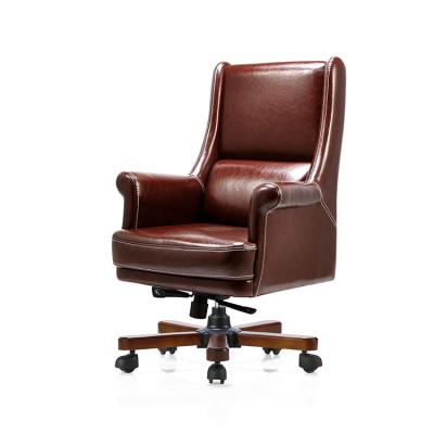 China Executive Office Luxury Leather Chair (Height)Adjustable Ergonomic Leather Office Chair For Boss for sale