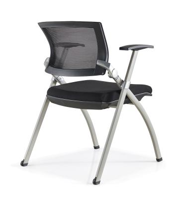 China Cheap Prices Convertible Foldable Visitor Chair Gray Matte Frame Stainless Steel Frame Training Chair Mesh Meeting Chair for sale