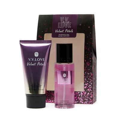 China VV Love 75ml Body Mist With 2 Pieces 85ml Body Lotions Gift Sets Wholesale Body Mist 9059 for sale