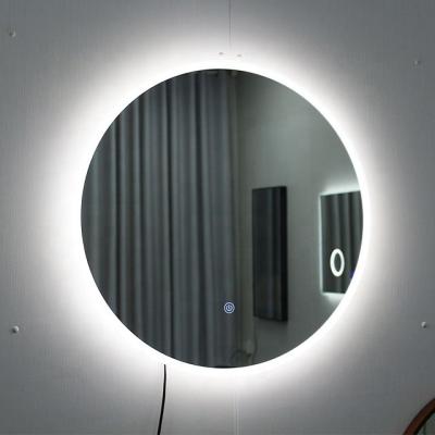 China Luminous Wall Mounted Bathroom Illuminated Makeup Demister Mirror Hotel Project Bathroom Mirror 2835 LED Lamp Wall Hanging D60 for sale