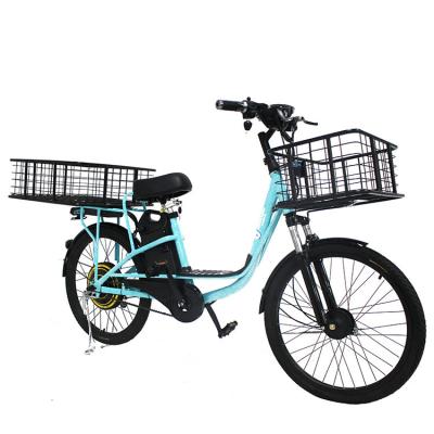 China Joyhand New 22 Inch Steel Cheap Electric Bike 350W 48V Electrica de bicicleta ebike Steel Cargo Lady Bike for sale