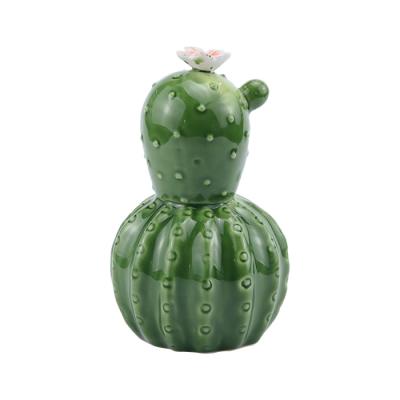 China Europe wholesale green luster ceramic cactus for ornament for sale