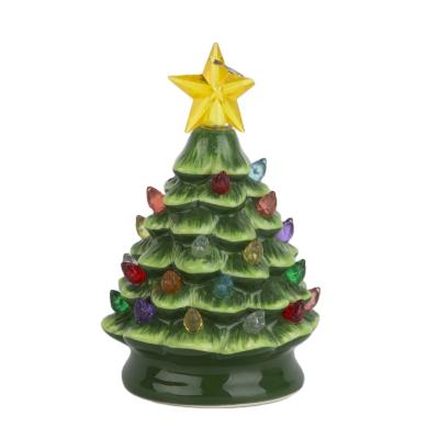 China Wholesale High Quality Custom Made Eco-Friendly 7.5 Inch Ceramic Christmas Tree Green Ornament For Home Decoration for sale