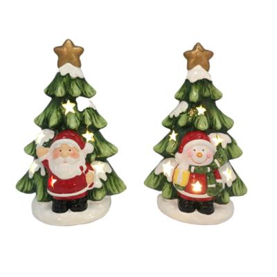 China Nordic Eco-friendly Luxury Snowman Shape Santa Claus Ceramic Led Light For Home Decoration for sale