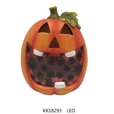 China Home Decoration Thanksgiving Harvest Festival And Halloween Pumpkin Ceramic Lantern Light With Led for sale