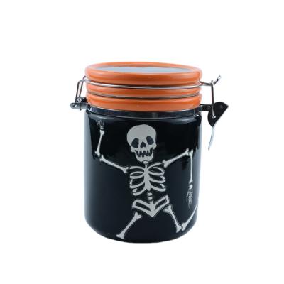 China New Promotion Sustainable Food Cylinder Big Skull Ceramic Jars For Sale for sale