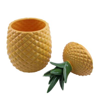 China Viable Wholesale Cheap Custom Design Pineapple Ceramic Storage Jar With Lids for sale