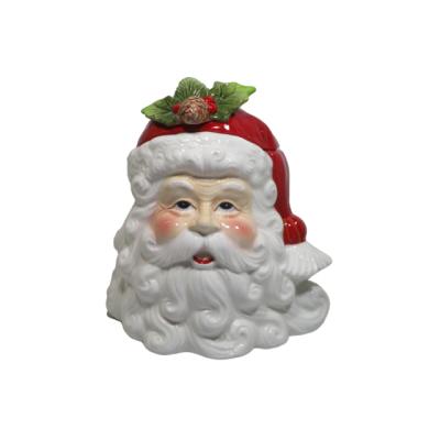 China Sustainable Ceramic Santa Cookie Sugar Candy Coffee Storage Jar With Lid Porcelain for sale