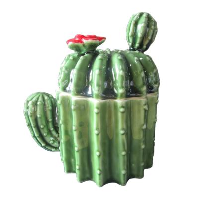 China Viable good prices cactus ceramic cookie jar for sale for sale