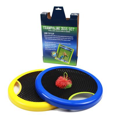 China Entainment Toss Game Trampoline Flying Disc Set With Rubber-Band Bouncy Ball Bounce Racket for sale