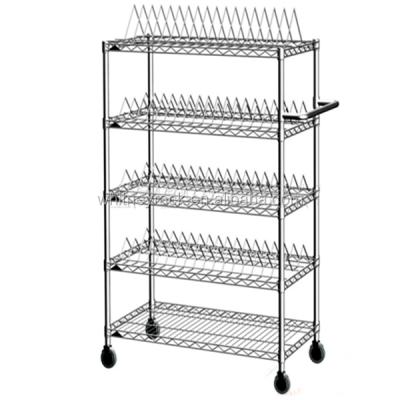 China Modular Metal Warehouse Expanded Shelf Kitchen Storage Wire Shelving Rack With Wheels for sale