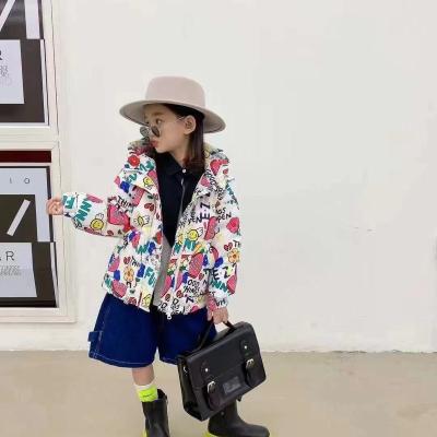 China Waterproof XIN Girl, Adult And Child Long Sleeve Full-Piece Printed Down Hooded Jacket for sale