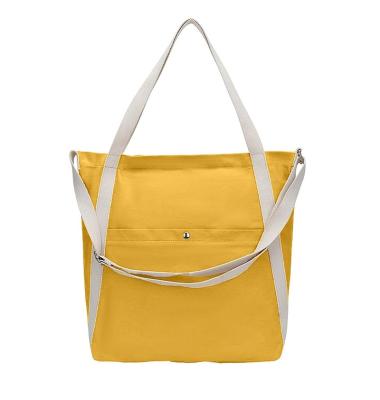 China Handled canvas cute canvas tote bag eco shopping plain canvas cottonwith zipper tote bag black yellow bag for sale