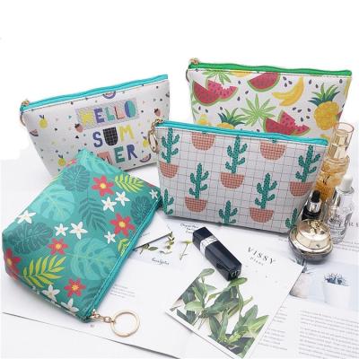 China Durable Running Women Fashion PU Full Leather Printing Cosmetic Bag Portable Girls Zipper Makeup Bag Customized Logo Style Wash Bag for sale