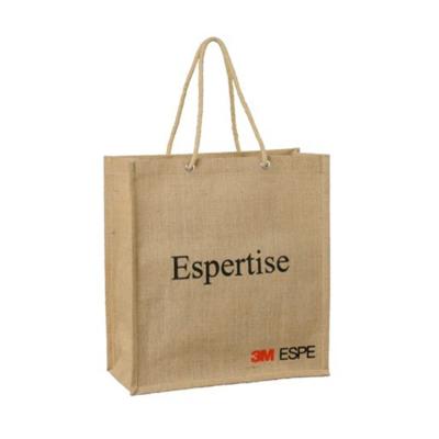 China Custom Printed Reusable Shopping Jute Handled Burlap Handbag Eco Tote Bag for sale