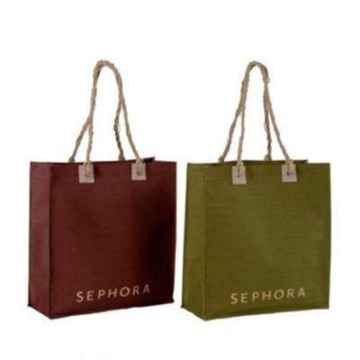 China Handled Our factory specializes in manufacturing custom logo imitation hemp/canvas hemp/cotton/jute portable shopping bags for sale