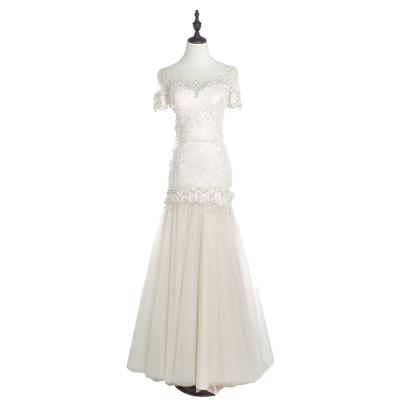 China Anti-Static Embroidered White Mother Of The Bride Dress Wear Elegant Long Evening Dress for sale