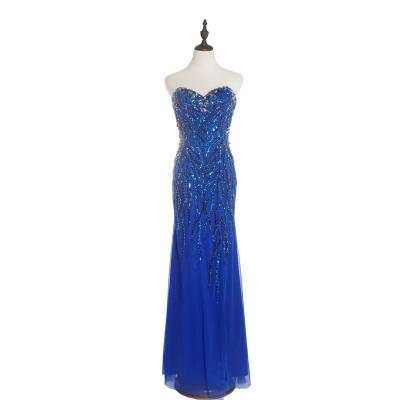 China Breathable Floor Length Elegant Blue Mermaid Party Wear Bodycon Evening Dresses 2019 for sale