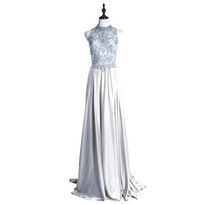 China ODM Wholesale Anti-static Embroidered Silk Satin Evening Party Dress Long Elegant for sale