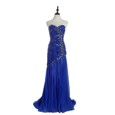 China Elegant Mermaid Style Mother Of Bride Evening Dress Anti-Static Formal Party Blue Dress for sale