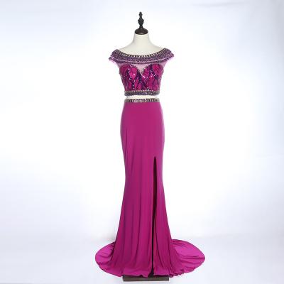 China Western Culture Party Ball Gown Fishtail Top Purple Two Piece Evening Dress Anti-Static for sale