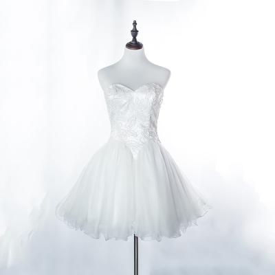 China Homecoming Wear Ladies Anti-Static Backless Sexy Western Pleated Short White Dress for sale