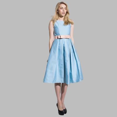 China Occasion Wear Belt Decor Ladies Anti-static Modern Light Blue Formal Formal Dress Dress for sale