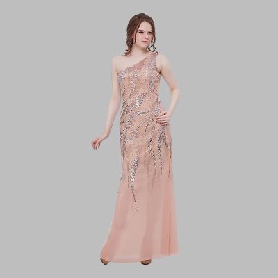 China One Shoulder Design Formal Gowns Chiffon Evening Dress Beautiful For Lady for sale